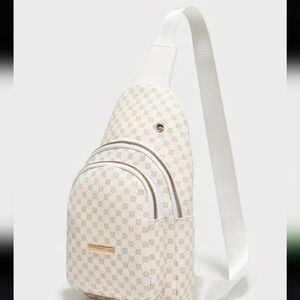 Sling crossbody bag/ Gold accents